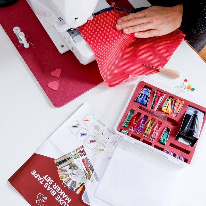 Deluxe Bias Tape Maker Set - 30pcs for making, using & storing bias tape or binding!