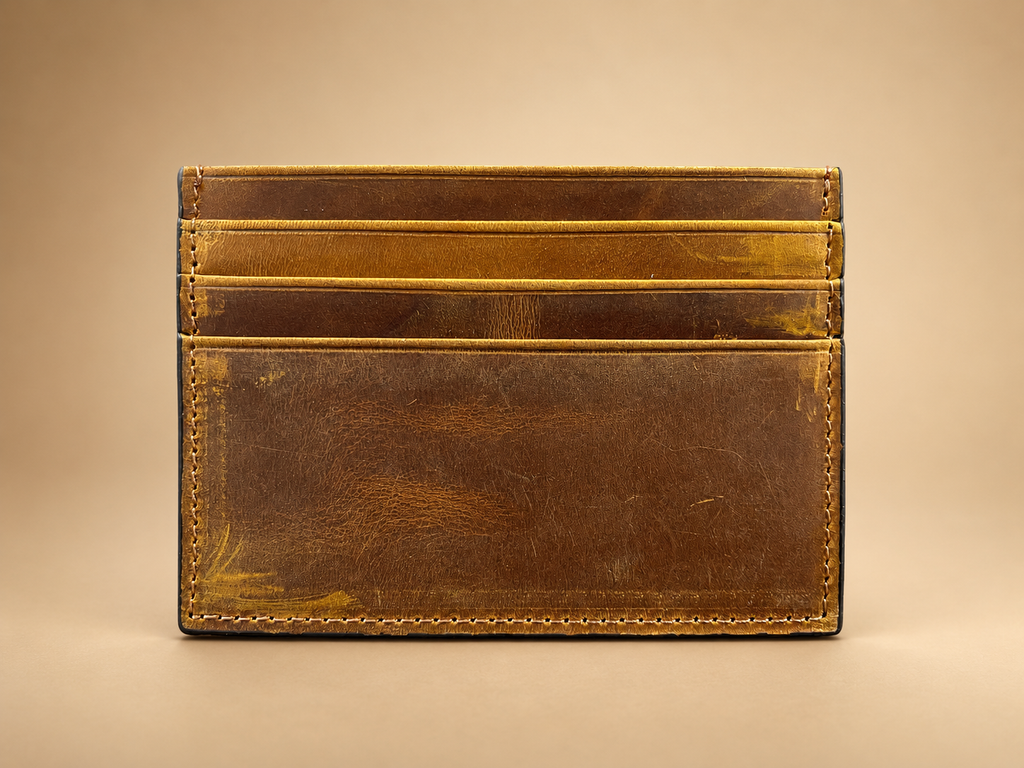 Leather Minimalist Card Holder Wallet, Finished edges