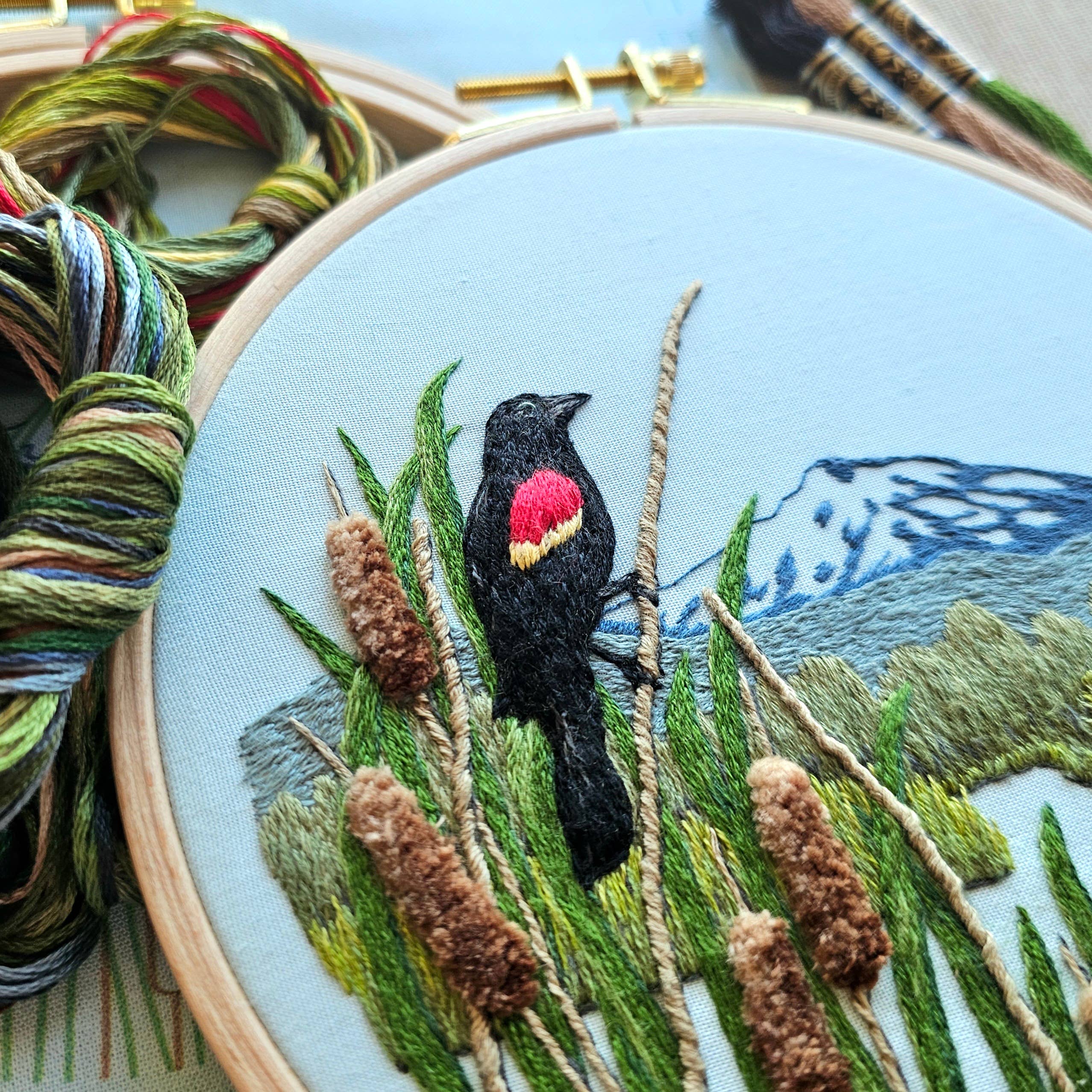 Red-Winged Blackbirds Embroidery Kit