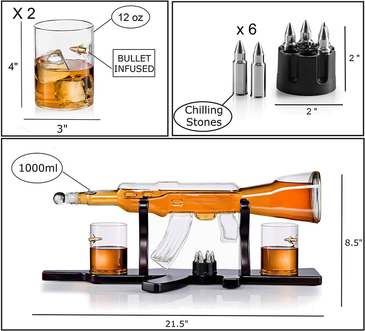 Bezrat Gun Decanter With 2 Glasses