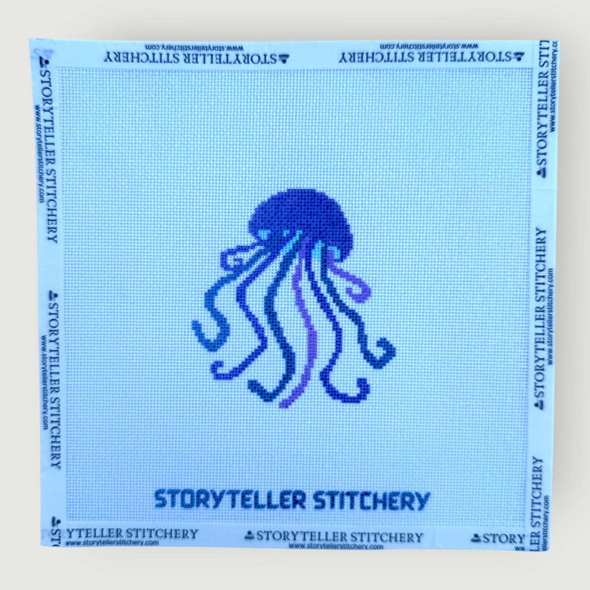 Jellyfish Needlepoint Kit — 18-ct Printed Canvas, Hand-Dyed Wool-Silk Thread